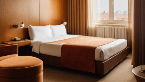 Kosmo Crescent Double Bed in Brown Acacia Finish with Box Storage