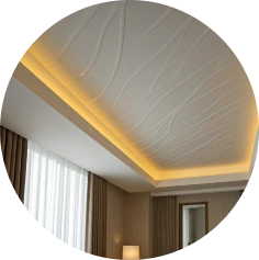 Colored PVC false ceiling enhancing room aesthetics