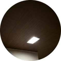 Plywood false ceiling forming a simple, clean surface