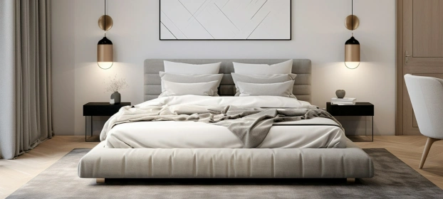 Jacklin Fabric King Size Bed in Grey Colour