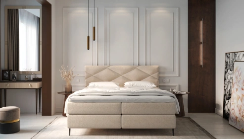 Single Upholstered Bed In Harmonic Tan Finish