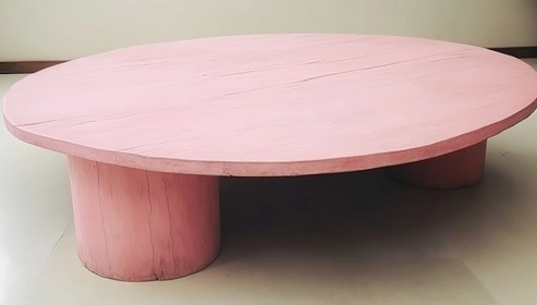 Bizerk Solid Wood Center Table In Sandblasted Pink Finish