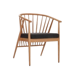 Sleek dining and café chair with curved backrest