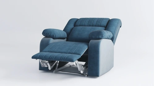 Marco Leatherette Manual 1 Seater Recliner In Blue Colour 