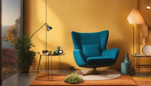 Manila Leatherette Rocking & Revolving Chair With Swivel Function In Blue Colour