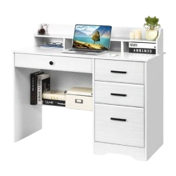 Study table with overhead bookshelf and storage