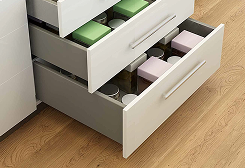 Elegant kitchen drawer featuring a unique inlay design