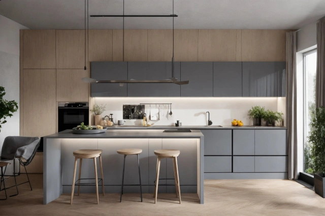 Efficient G-shaped kitchen ideal for large families or entertaining