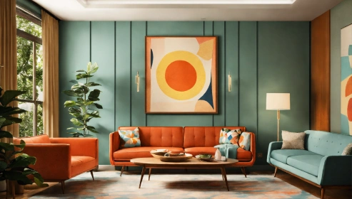 Elegant electric living room with minimalist decor