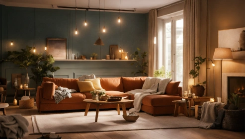 Chic industrial living room with windows