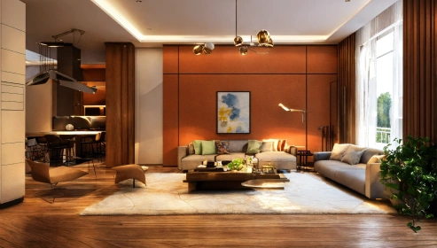 Modern Living Room Design with L-Shaped Sofa