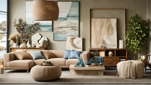 Bright Scandinavian living room with stylish, functional furniture