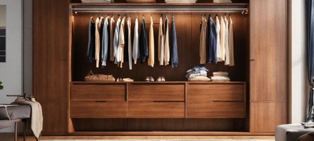  Kibo 4 Door Wardrobe with Adjustable Shelf In Lyon Walnut Finish