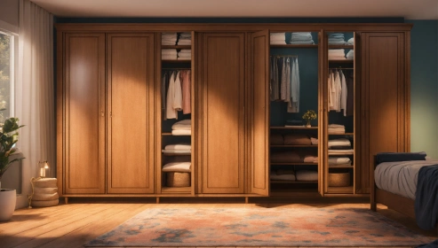  Avian Sheesham Wood 6 Door Wardrobe In Scratch Resistant Honey Oak Finish