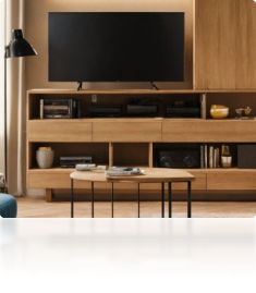 TV unit with adjustable shelving for flexible storage
