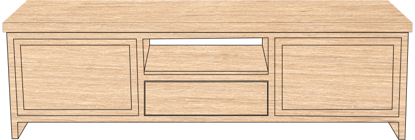 Laminated plywood TV unit with ample storage