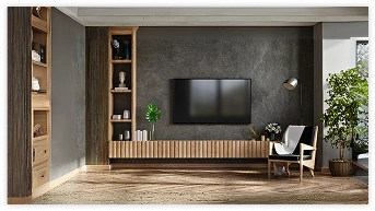 Sleek white minimalist TV unit with discreet push-to-open drawers