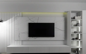 Floating modern TV unit creating a light and airy feel