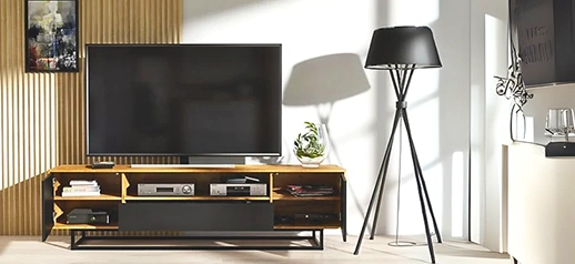 Rustic TV unit crafted from reclaimed wood with a weathered finish