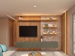 Heavy, solid rustic TV unit with visible wood grain and imperfections