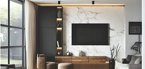 Adjustable TV unit with versatile shelving and storage options