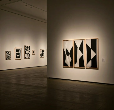 Framed wall art with a modern abstract design.