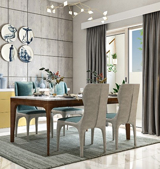 Dining Room with Crockery unit | Common washbasin vanity |
                                    Backlit Mirror