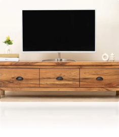 TV unit with smooth pull-out drawers for organized storage