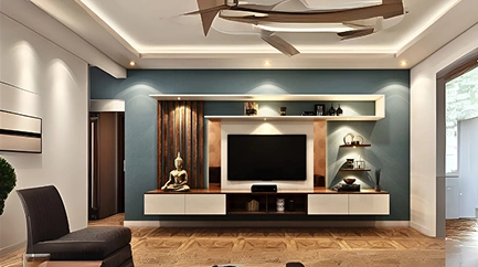 Bare essential minimalist TV unit providing just enough space for media